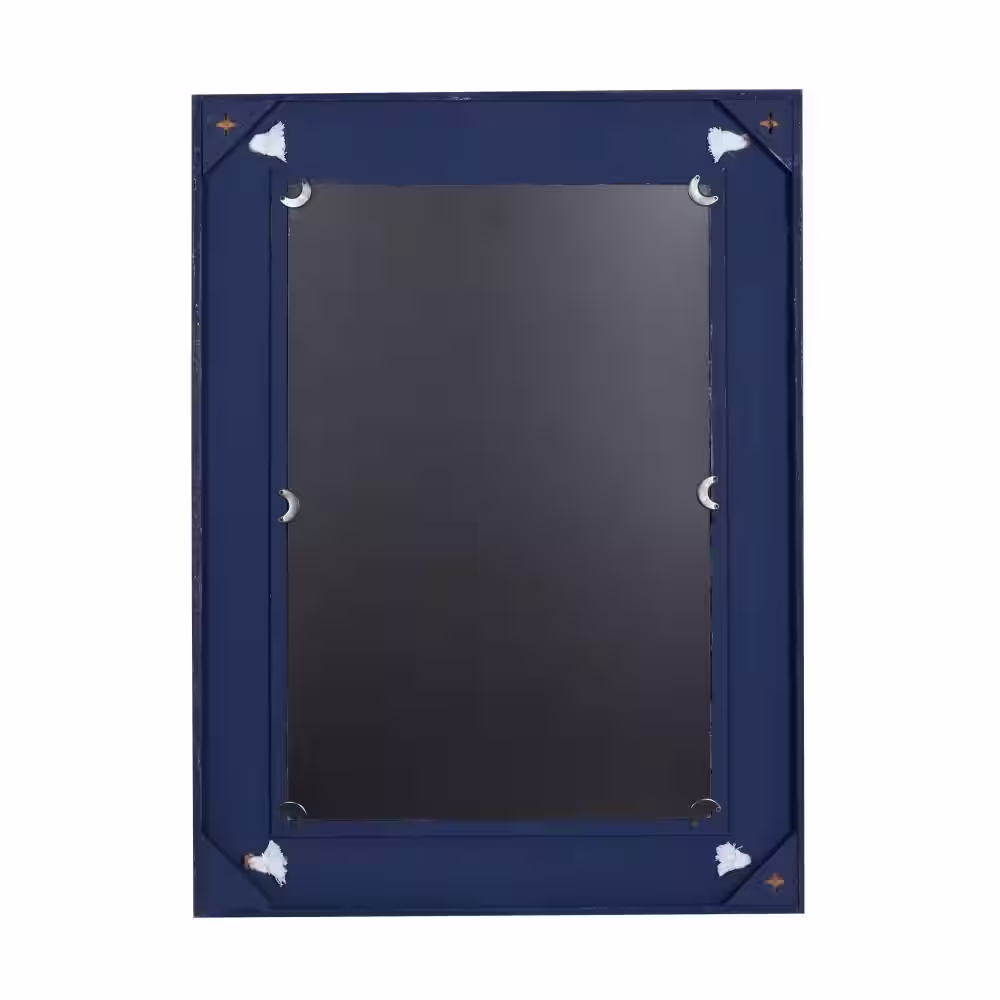 Litton Lane 31 in. x 23 in. Rectangle Framed Blue Wall Mirror with Knot Detailing