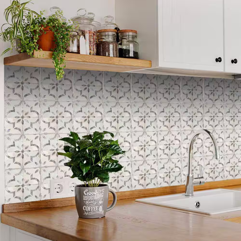 None Grey R20 4 in. x 4 in. Vinyl Peel and Stick Tile (24 Tiles, 2.67 sq. ft./Pack)