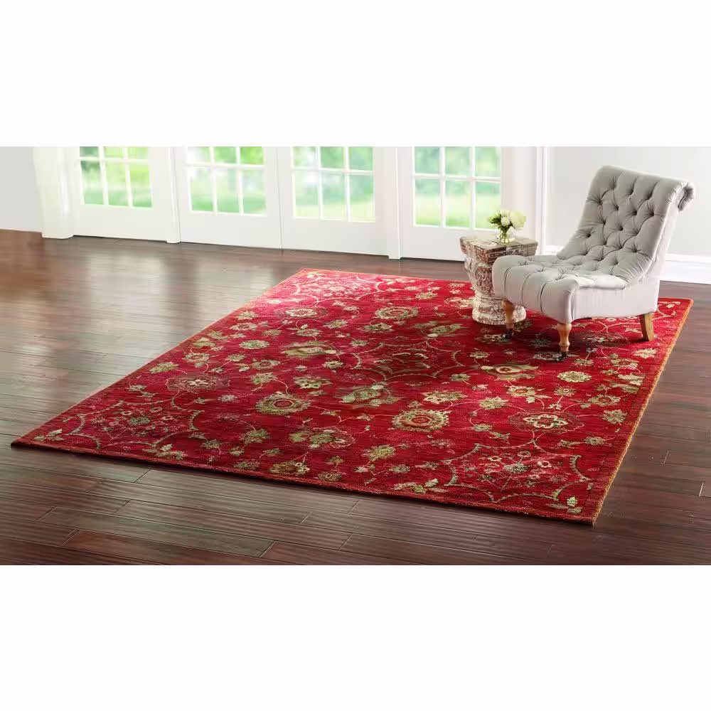 Home Decorators Collection Dahlia Red 5 ft. x 7 ft. Indoor Area Rug