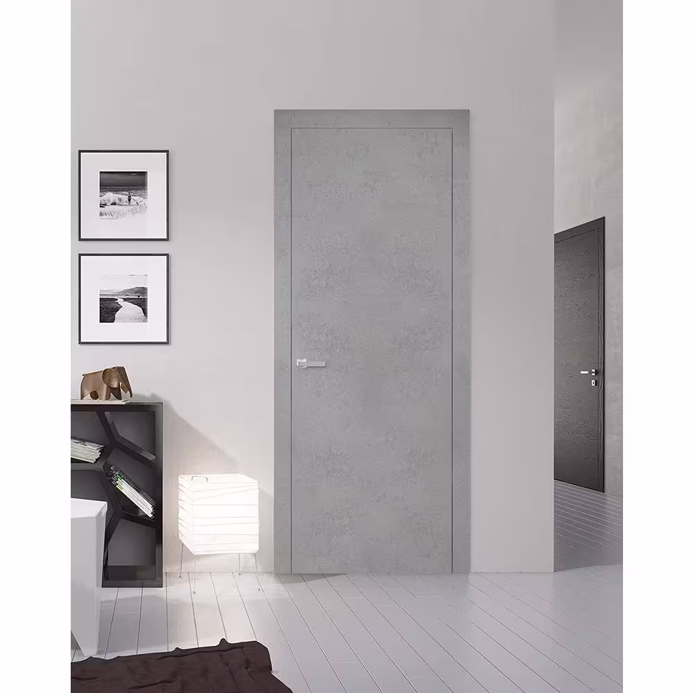 Sartodoors 0010 24 in. x 80 in. Flush No Bore Concrete Finished Pine Wood Interior Door Slab with Hardware