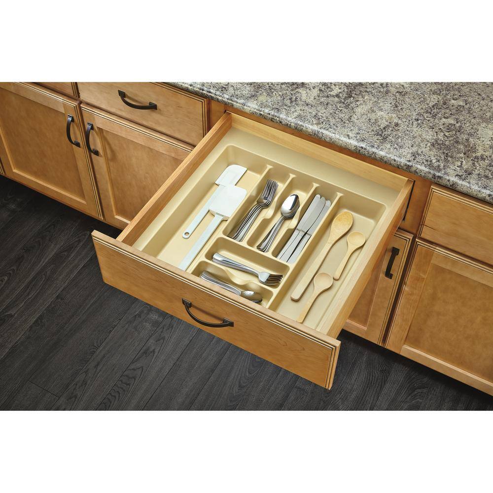 Rev-A-Shelf 2.375 in. H x 21.875 in. W x 21.25 in. D Extra Large Almond Cutlery Tray Drawer Insert