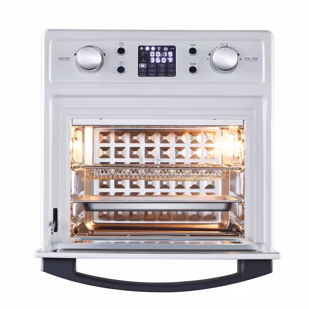 Kalamera 16 qt. White Stainless-Steel Air Fryer Toaster Oven 12 in 1 Function