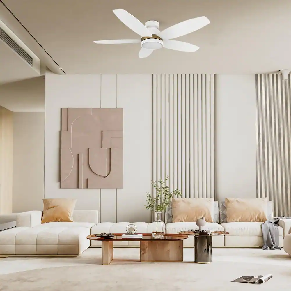 CARRO Levi 48 in. Dimmable LED Indoor/Outdoor White Smart Ceiling Fan with Light and Remote, Works with Alexa/Google Home