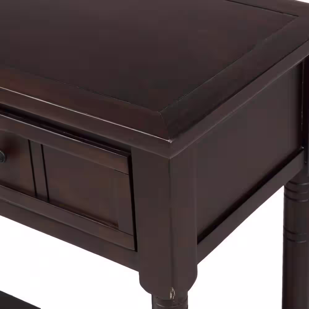 Harper & Bright Designs 36 in. Espresso Standard Rectangle Wood Console Table with 2-Drawers