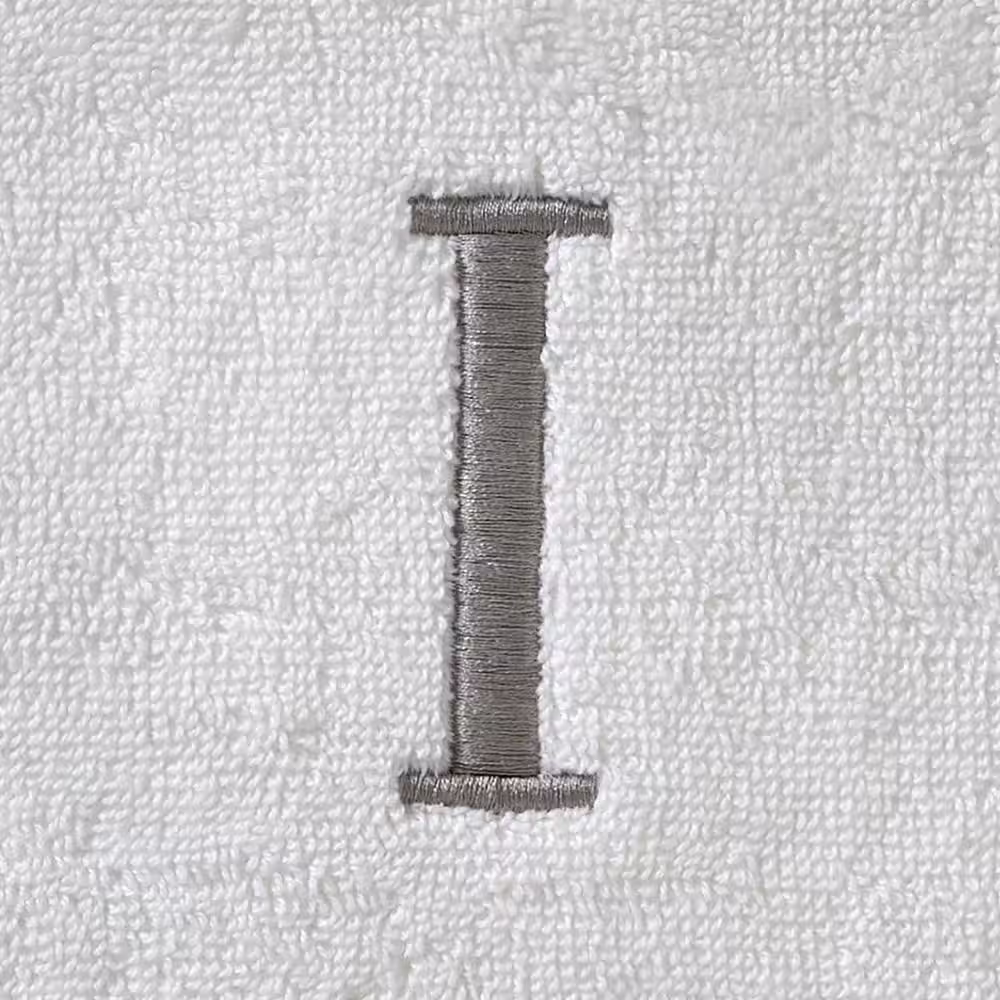 SKL Home Casual Monogram Letter I Hand Towel 2 piece set, white, cotton