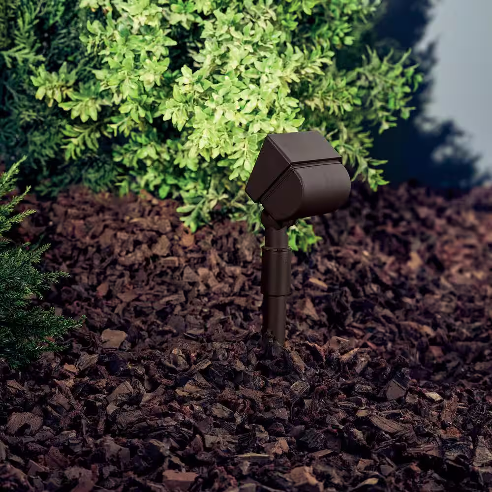 KICHLER Low Voltage Textured Architectural Bronze Hardwired Mini Landscape Flood Light with No Bulbs Included