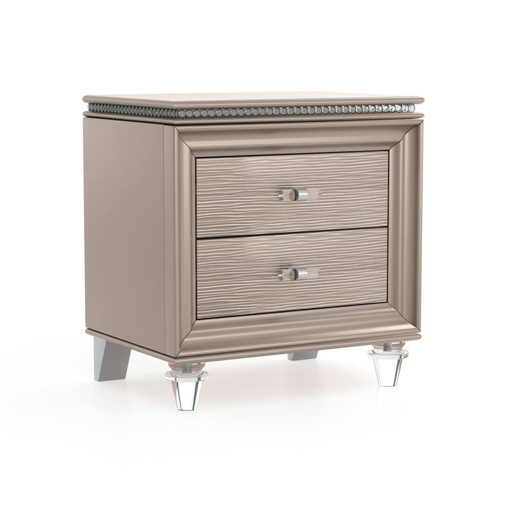 Furniture of America Panella Glam 2-Piece Rose Gold Full Wood Kids Bedroom Set with Trundle
