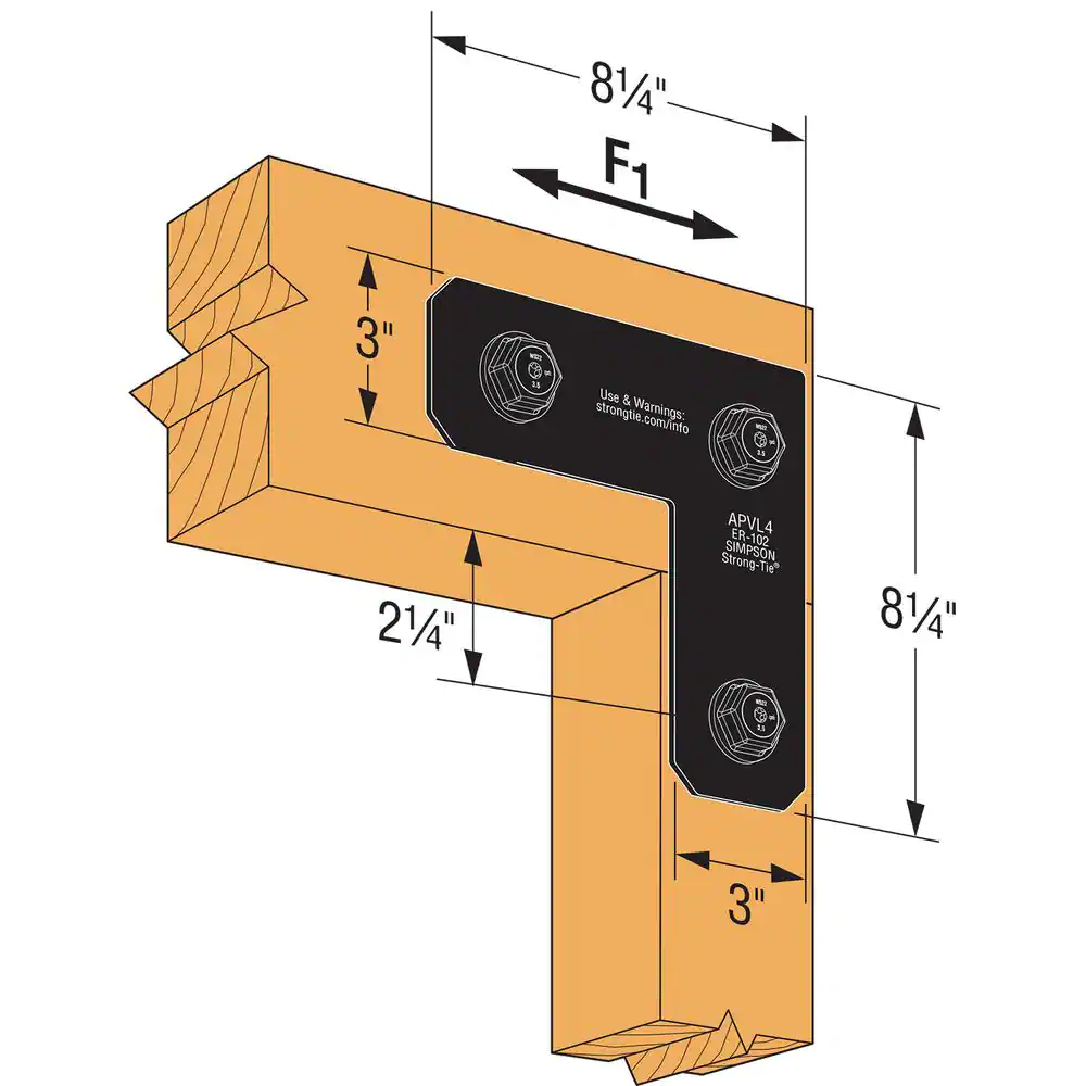 Simpson Strong-Tie Outdoor Accents Avant Collection ZMAX, Black Powder-Coated L Strap for 4x4 Lumber