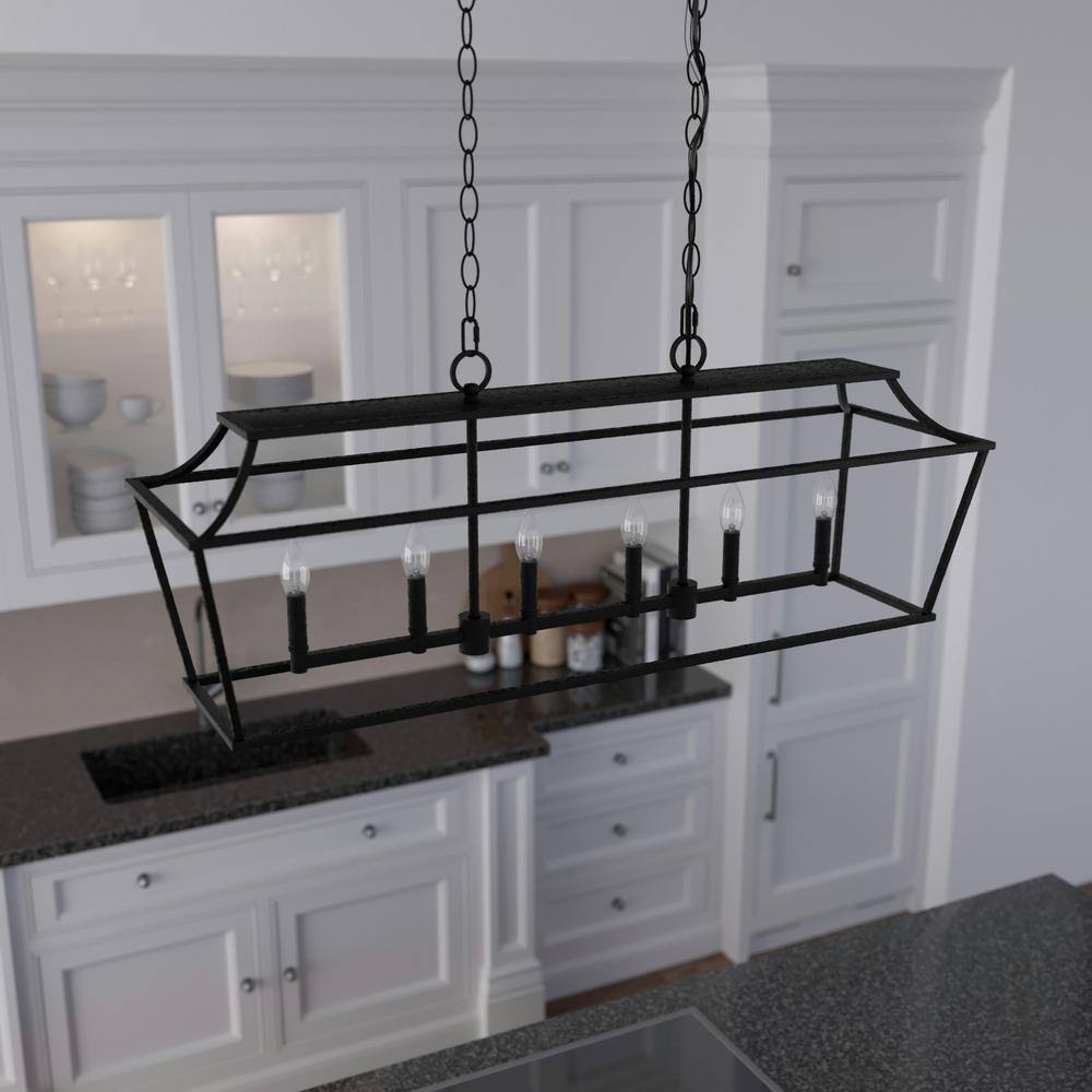 Hunter Laurel Ridge 6 Light Natural Iron Linear Chandelier Kitchen Light