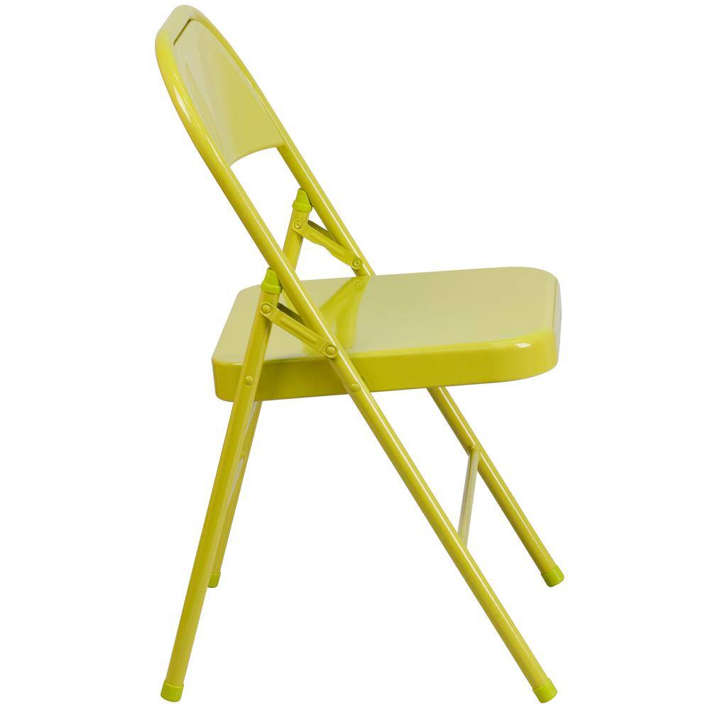 Carnegy Avenue Twisted Citron Metal Folding Chair (2-Pack)