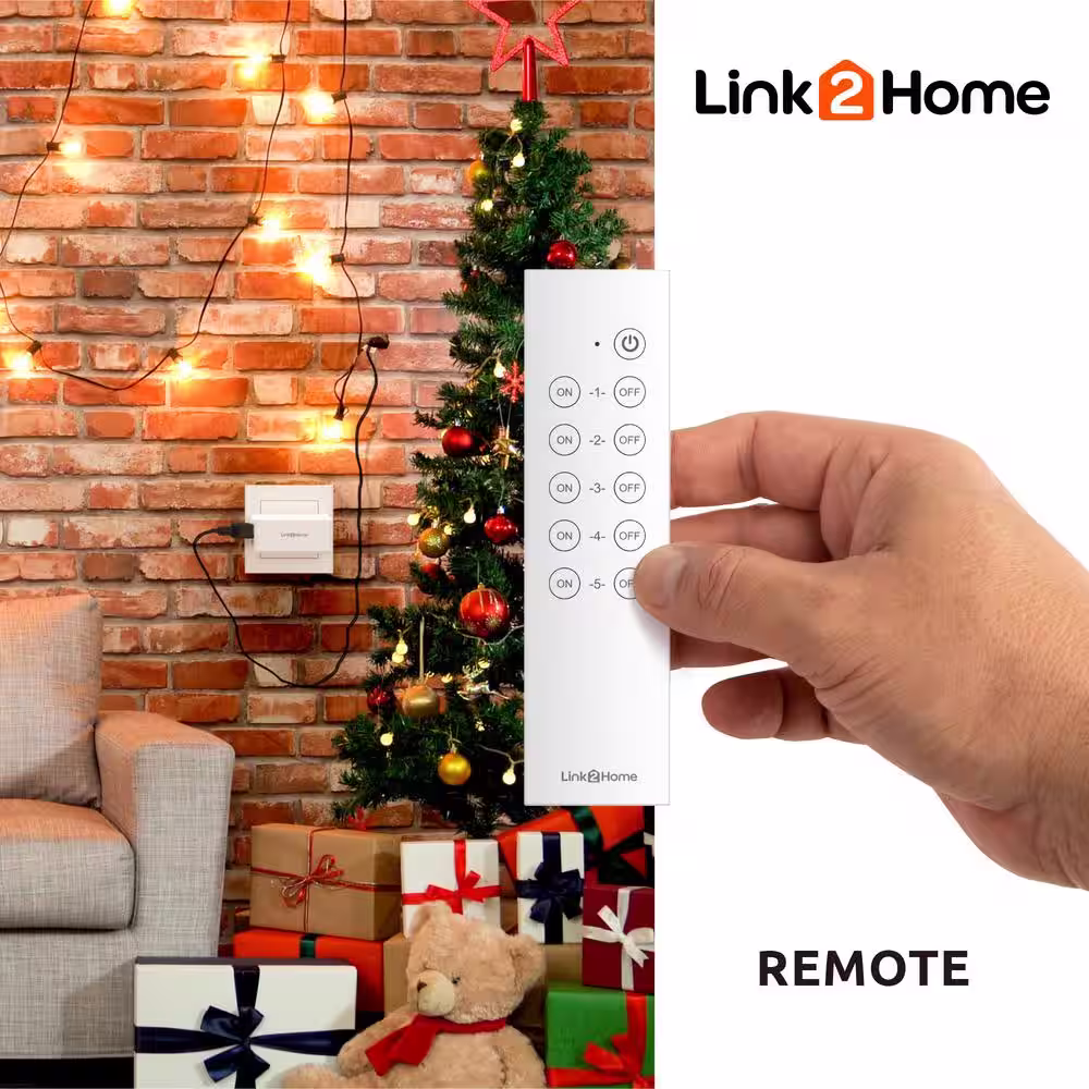 Link2Home Wireless Indoor Remote Control Outlet Switch with 5 RCVs and 2 Remotes