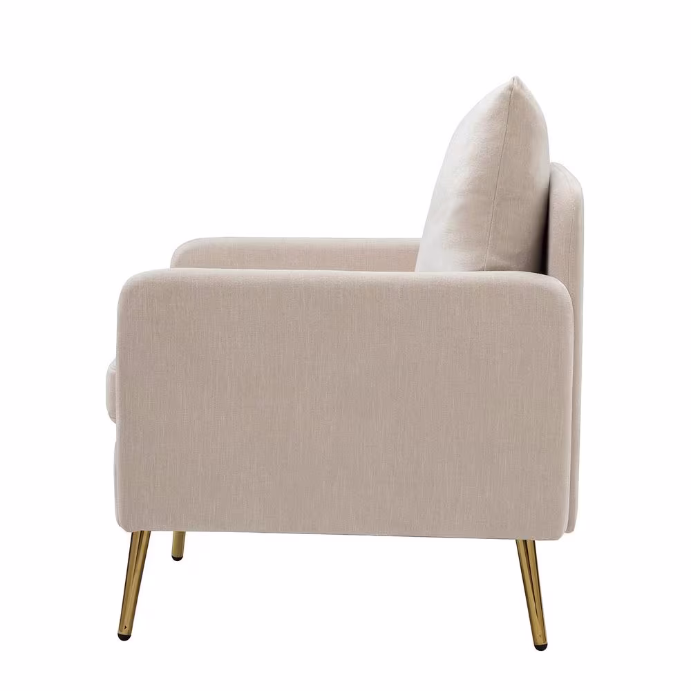 JAYDEN CREATION Magnesia Ivory Armchair with Adjustable Metal Legs and Removable Cushion (Set of 2)
