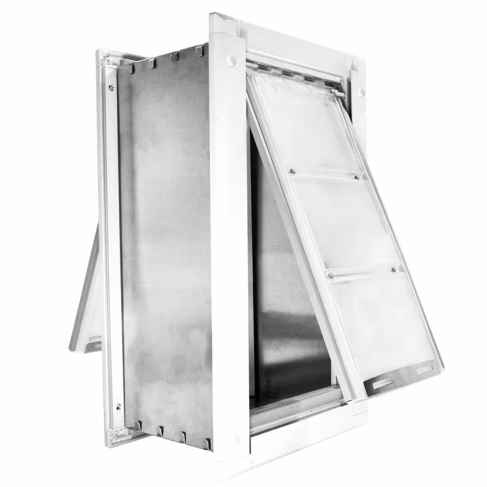 Endura Flap 22 in. L x 12 in. W Extra Large Double Flap for Walls with White Aluminum Frame