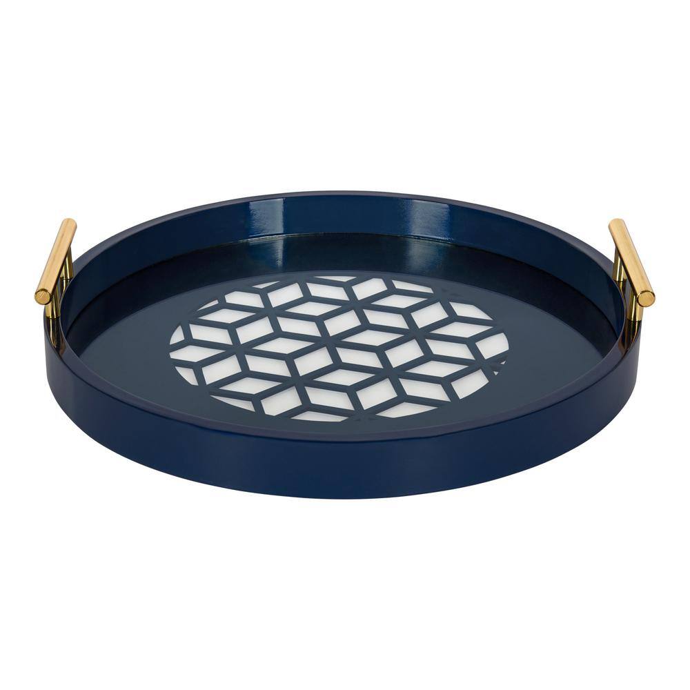 Kate and Laurel Caspen 16 in. x 3 in. x 16 in. Navy Blue Decorative Wall Shelf