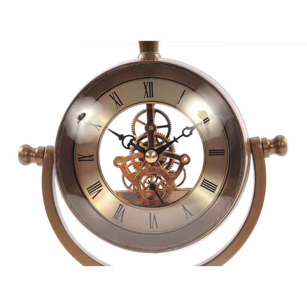 HomeRoots Dahlia Abstract Brass Table Clock