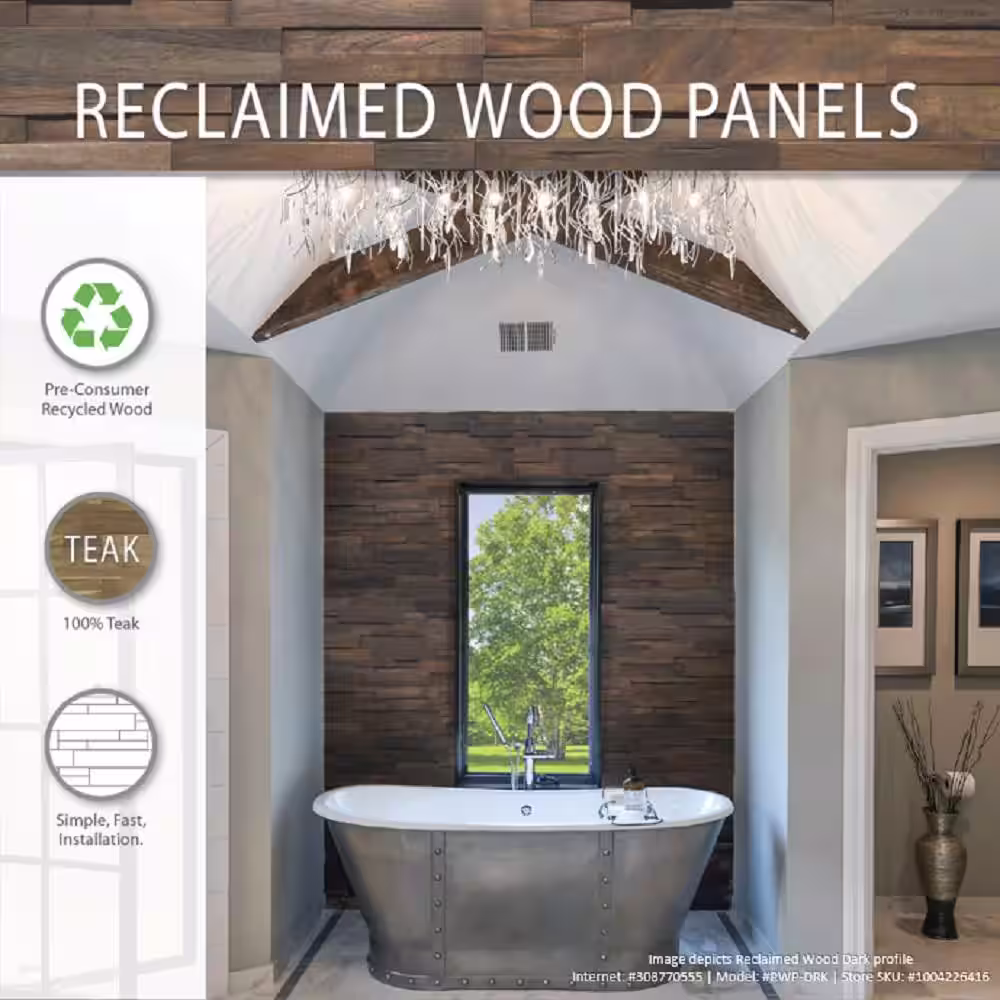 Realstone Systems Reclaimed Wood 1/2 in. x 24 in. x 12 in. Multi Teak Wood Wall Panel (10-Panels/Box)