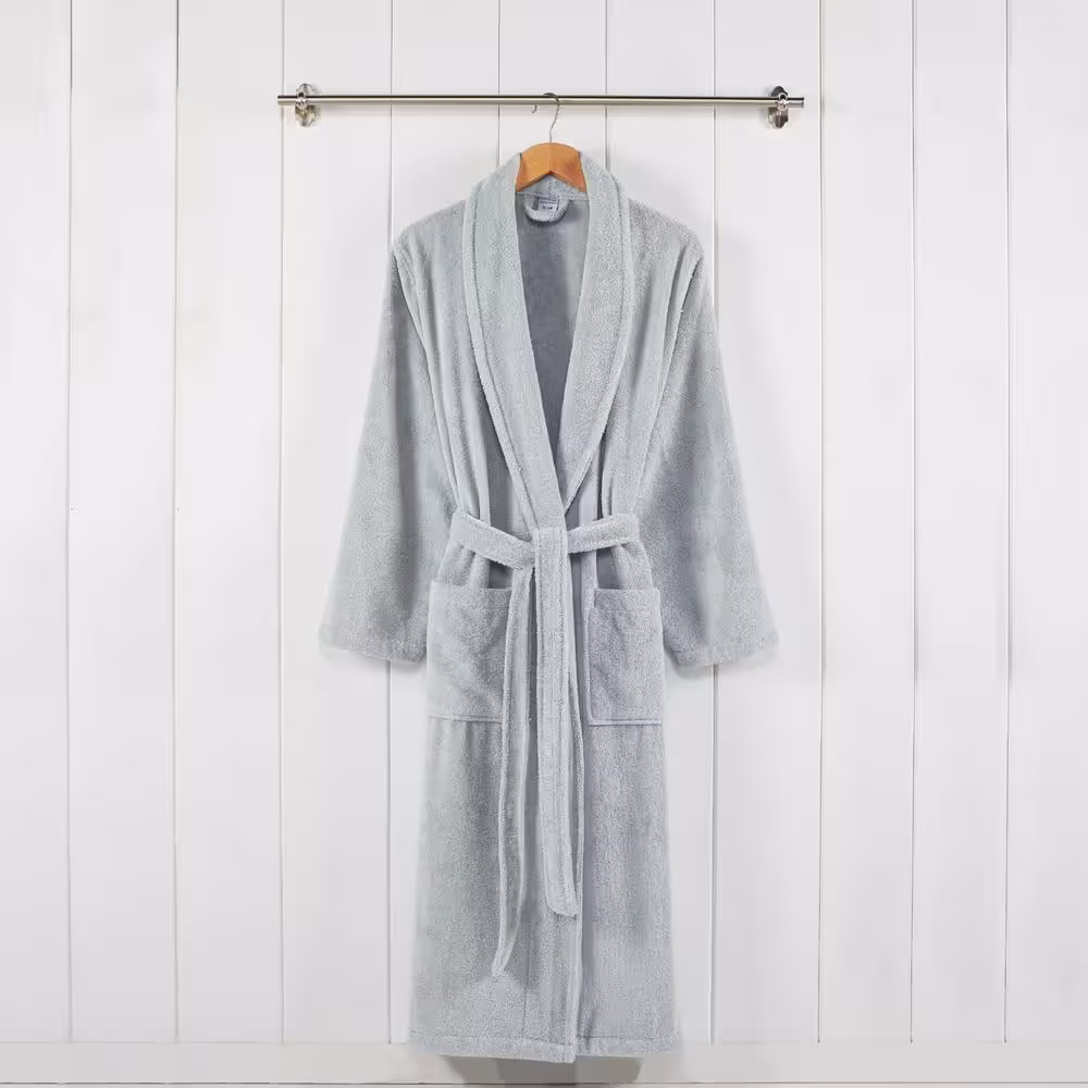 MODERN THREADS 100 % USA Cotton Classic Bathrobe with Shawl Collar Mineral Large/X Large