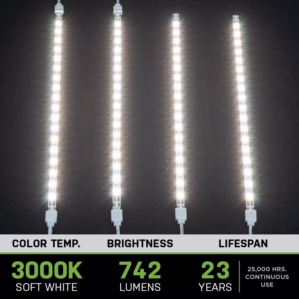 Commercial Electric 12 in. LED Linkable White Flexible Tape Under Cabinet Light Kit (4-Strip Pack)
