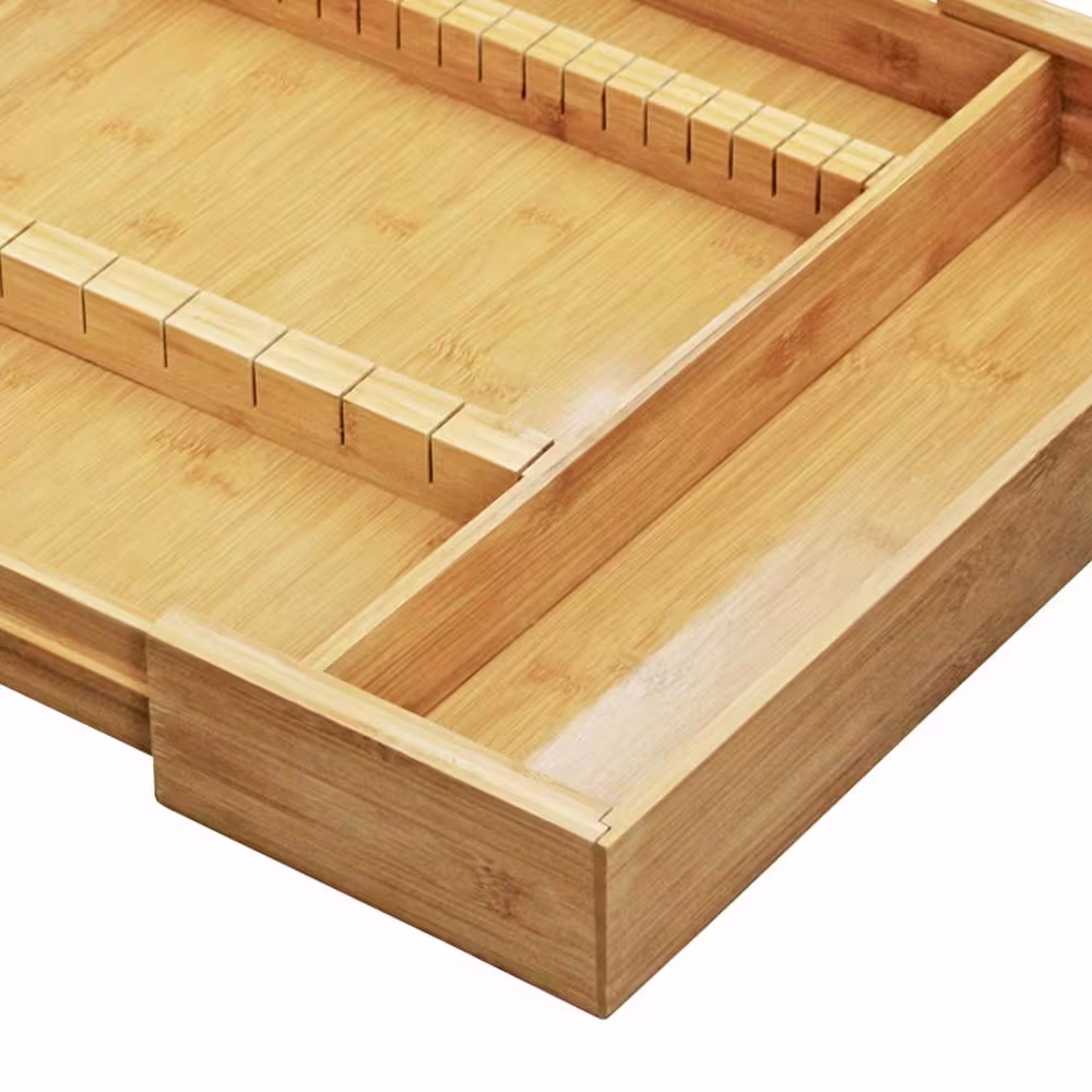 Furinno DaPur Natural Bamboo Drawer Organizer with Cutlery Storage