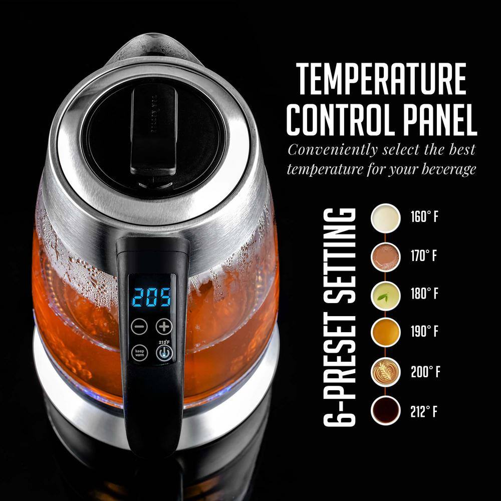 OVENTE 7-Cup Glass Cordless Body Electric Kettle with Stainless Steel Removable Tea Infuser