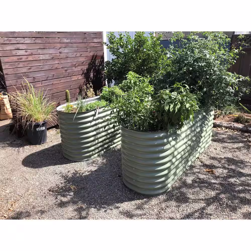 vego garden 32 in. Extra-Tall 6-In-1 Modular Olive Green Metal Raised Garden Bed Kit