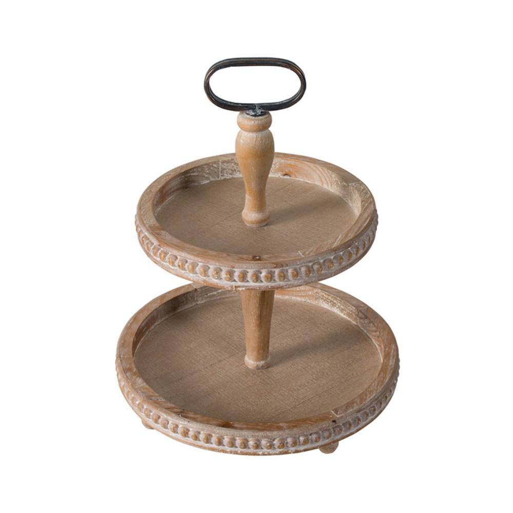 A & B Home Whitewash Natural and Black Decorative Tray