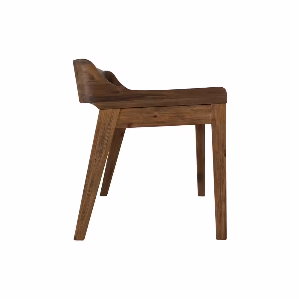 Boraam Rasmus Chestnut Wire-Brush Wood Dining Bench with Cushion 22 in. H x 59.5 in. W x 19 in. D