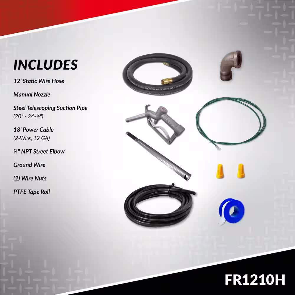 FILL-RITE 12-Volt 15 GPM 1/4 HP Fuel Transfer Pump (Manual Nozzle Package)