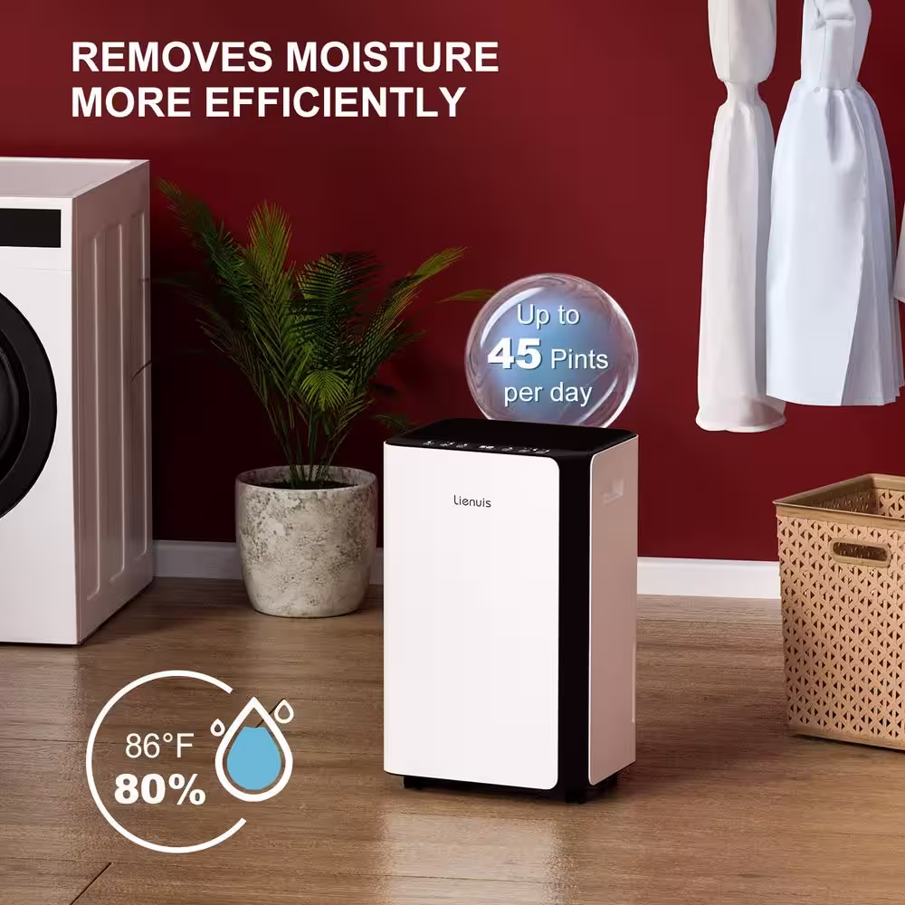 Runesay 45 pt. 4000 sq.ft. Auto Defrost Household Dehumidifier in. White with Drain Hose and Water Tank for Home