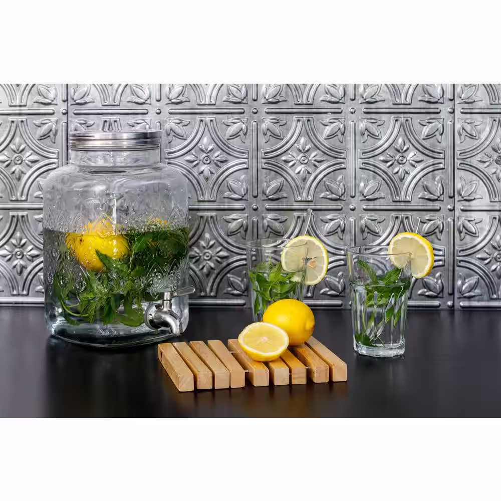 INNOVERA DECOR BY PALRAM 18.5'' x 24.3'' Empire Decorative 3D PVC Backsplash Panels in Crosshatch Silver 1-Piece