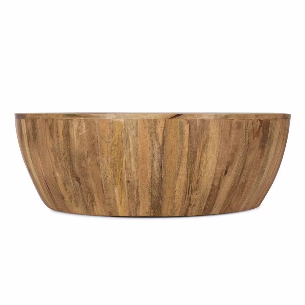 Poly and Bark Goa 36 in. Natural Medium Round Wood Coffee Table