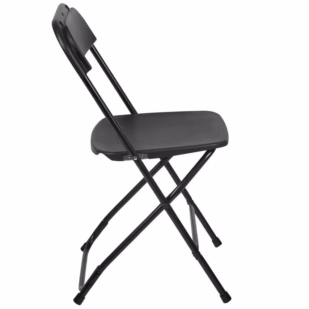 Carnegy Avenue Black Plastic Seat with Metal Frame Folding Chair (Set of 2)