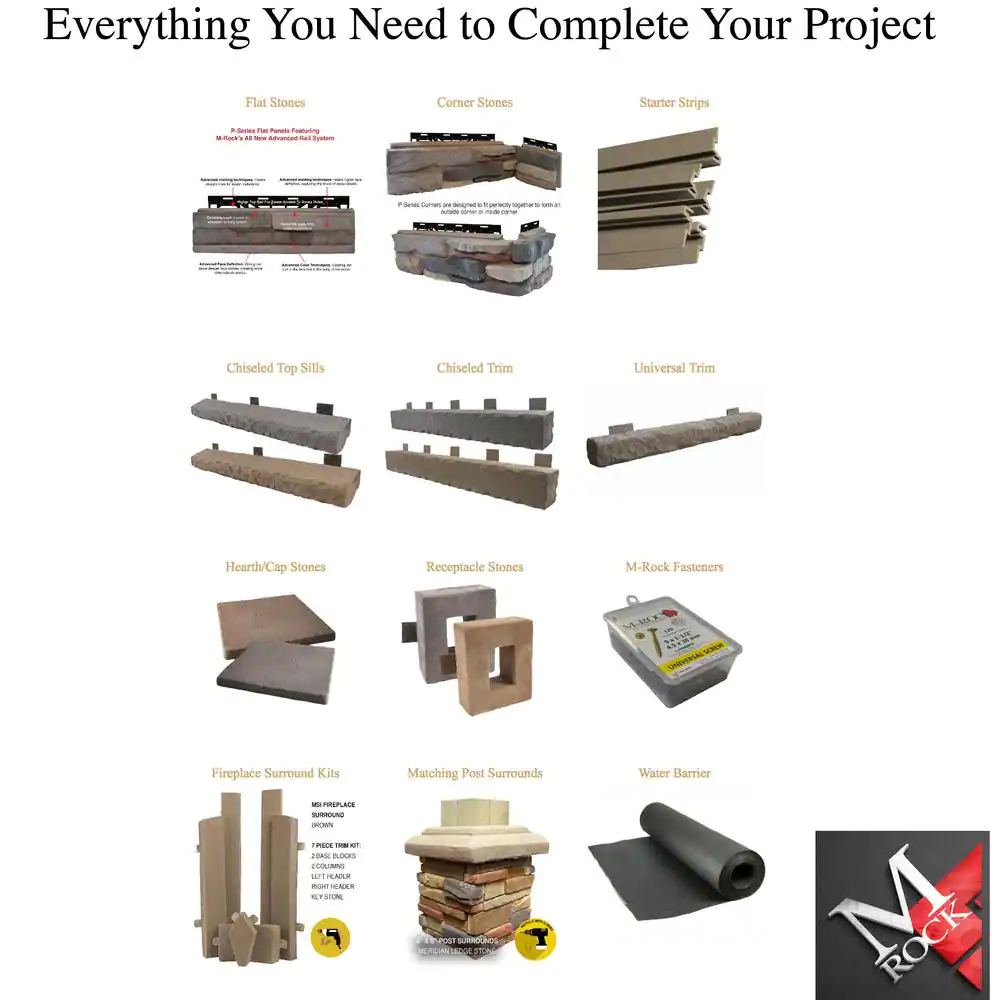 M-Rock P-Series 5 in. x 20 in. Copper Hill Ledge Stone Concrete Stone Veneer  (4.9 sq. ft./bx)