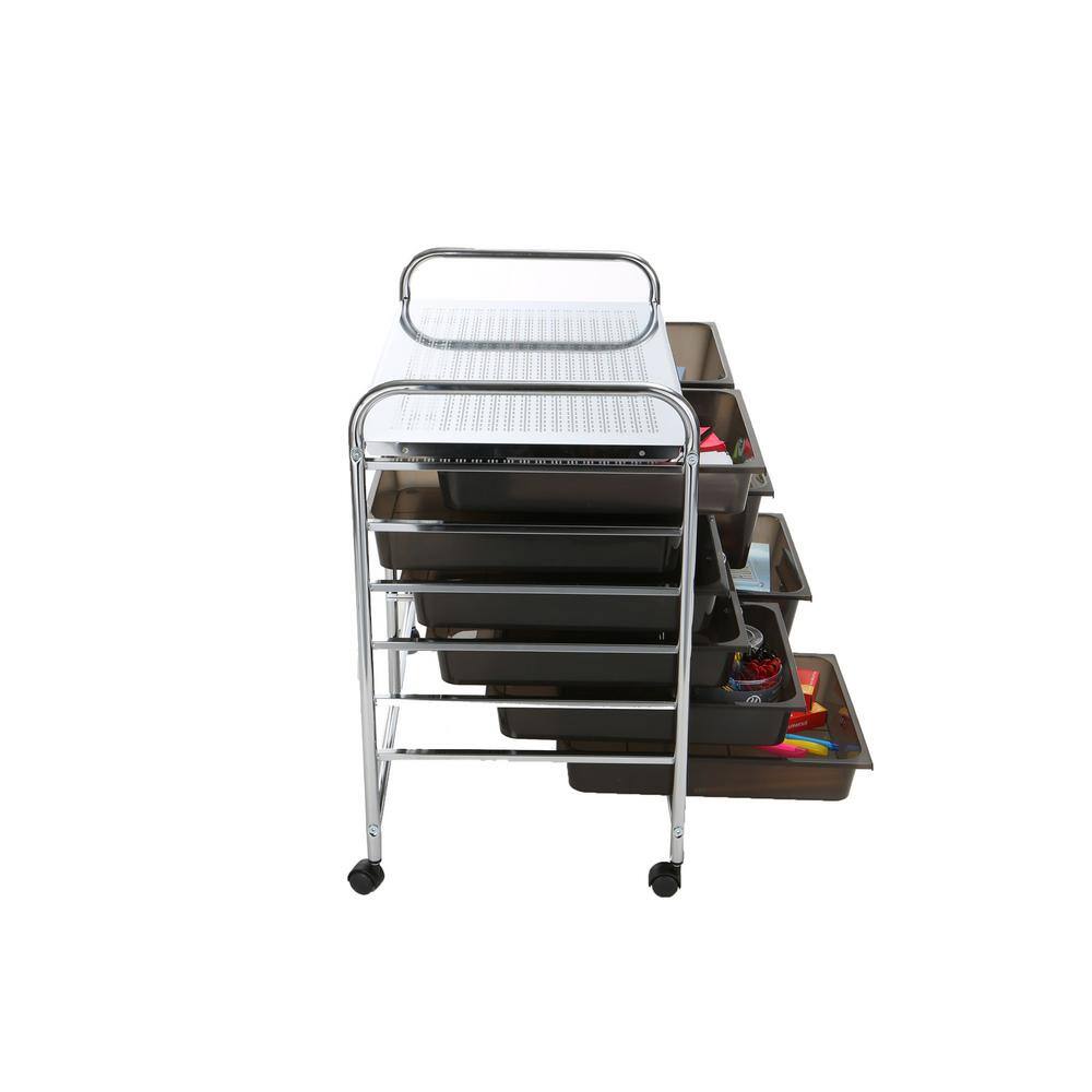 Mind Reader Top Shelf Metal 4-Wheeled Storage Drawer Cart with 9-Drawers in Silver/Black
