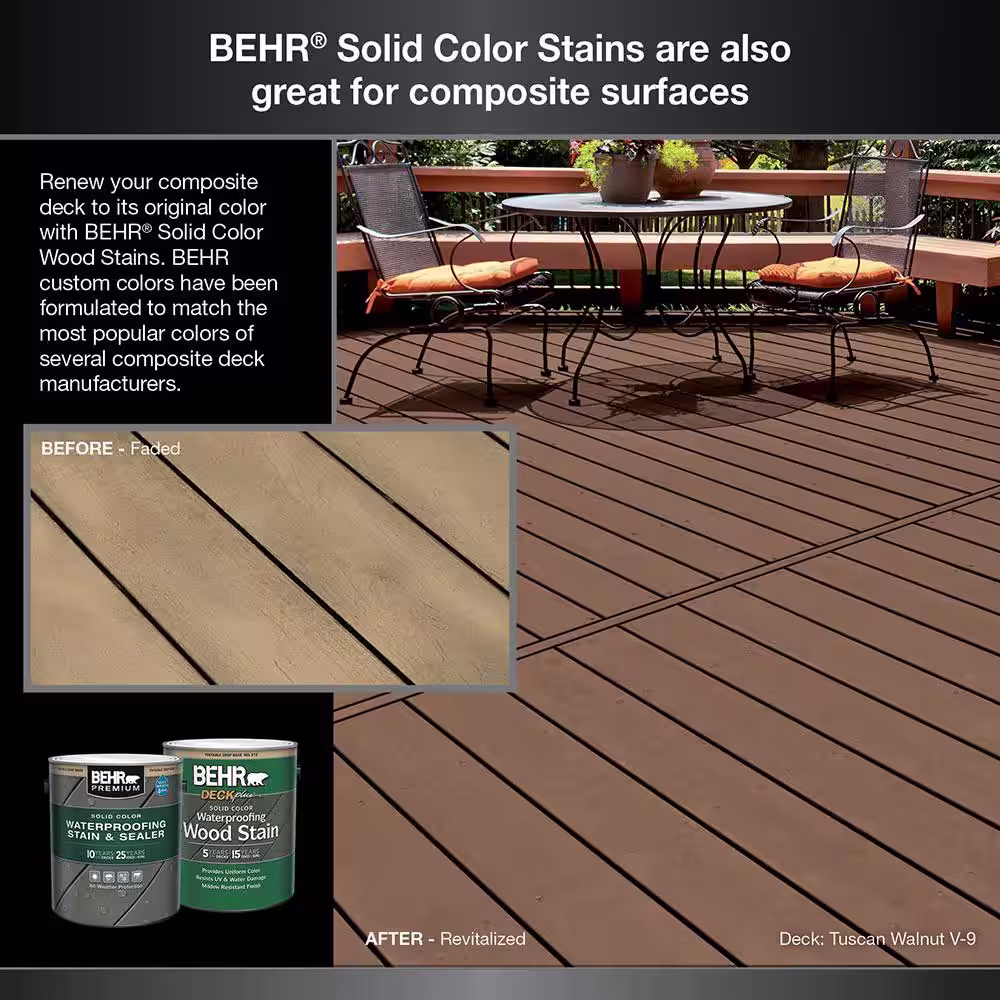 BEHR PREMIUM 5 gal. #SC-110 Chestnut Solid Color Waterproofing Exterior Wood Stain and Sealer
