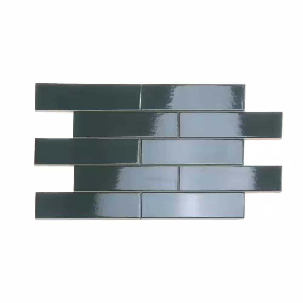 Apollo Tile Arte Green 1.97 in. x 7.87 in. Glossy Ceramic Subway Wall and Floor Tile (5.38 sq. ft./case) (50-pack)