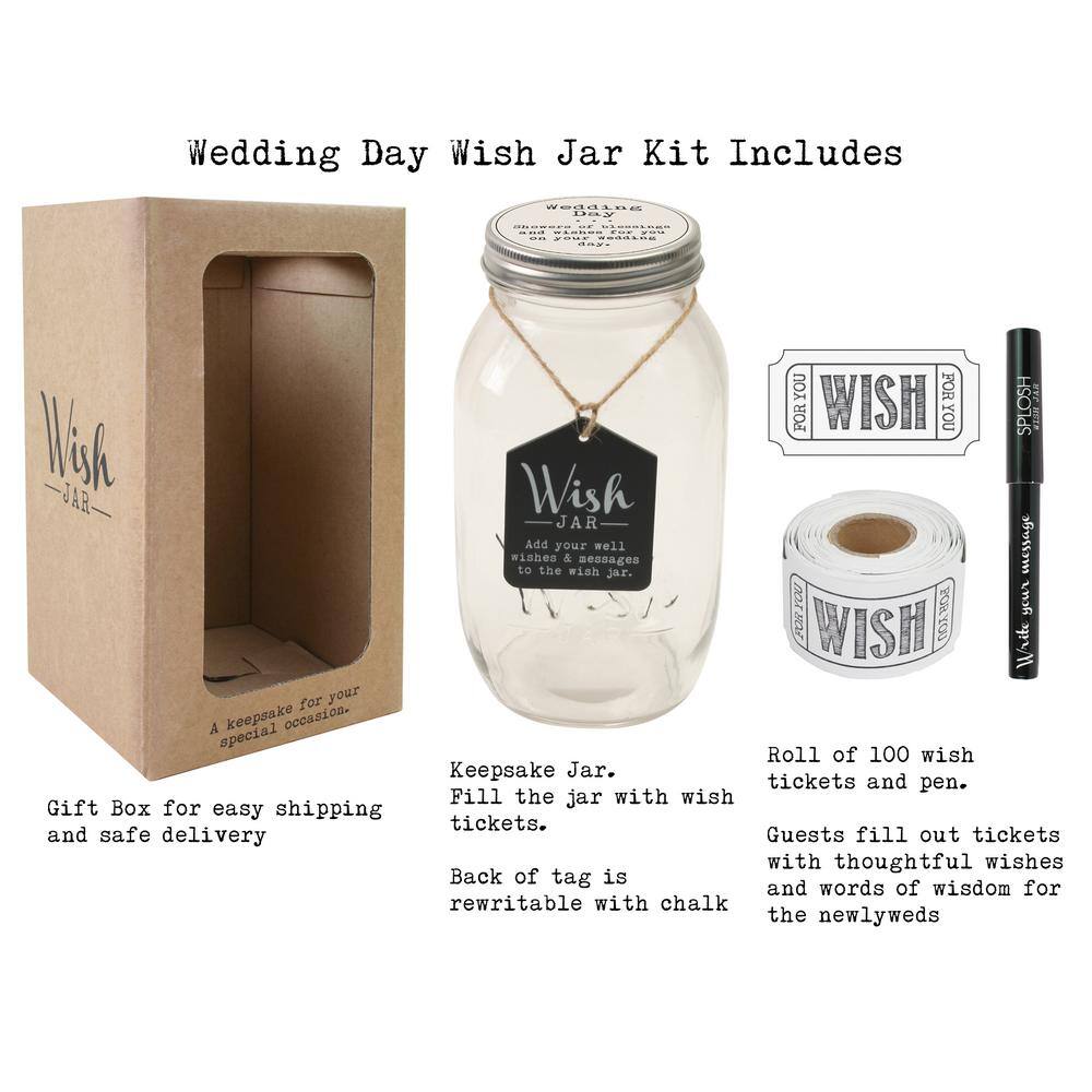 Stonebriar Collection 4.5 in. x 8 in. Wedding Wish Jar