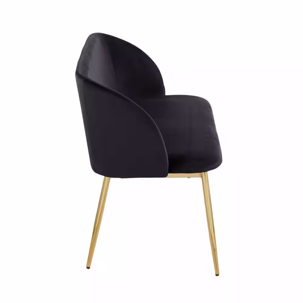 Lumisource Fran Black Velvet and Gold Bench (29.75 x 46 x 21)