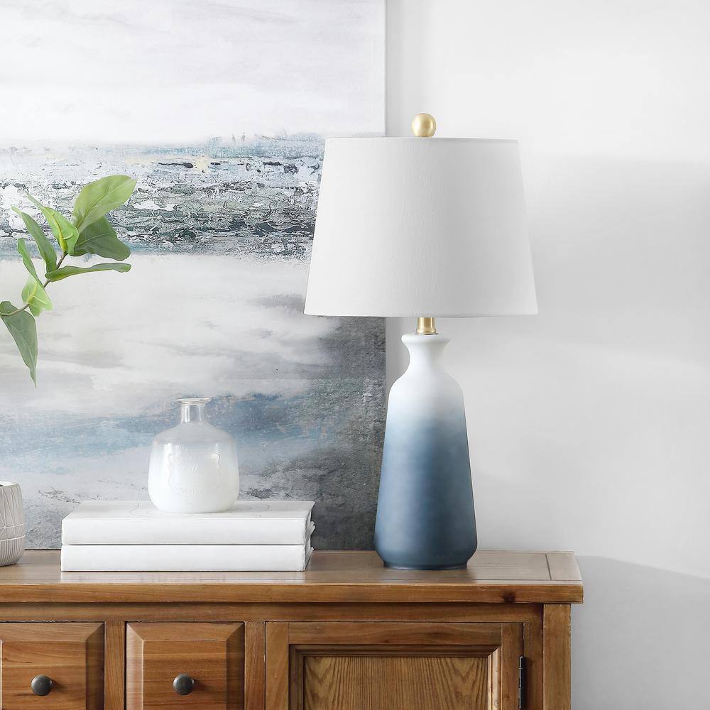 SAFAVIEH Narem 23 in. White/Blue Table Lamp