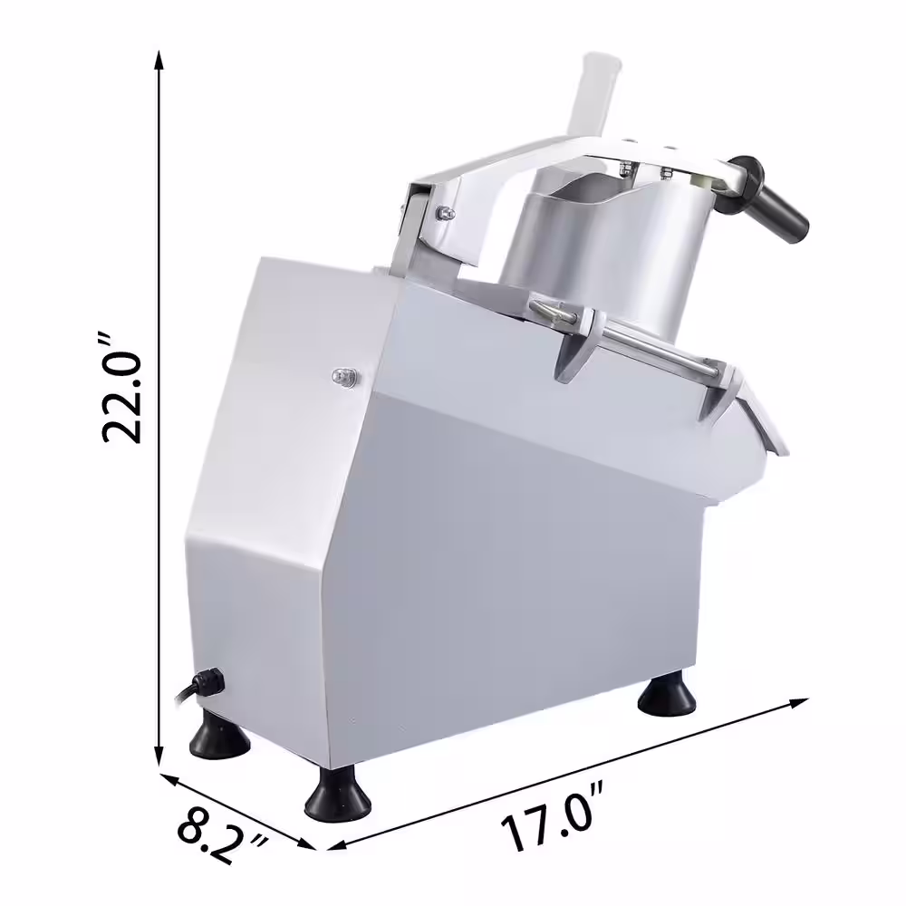 VEVOR 550-Watt Single Speed Silver Commercial Food Processor 2-Feeding Holes Electric Vegetable Slicer 1600-RPM with 6-blade