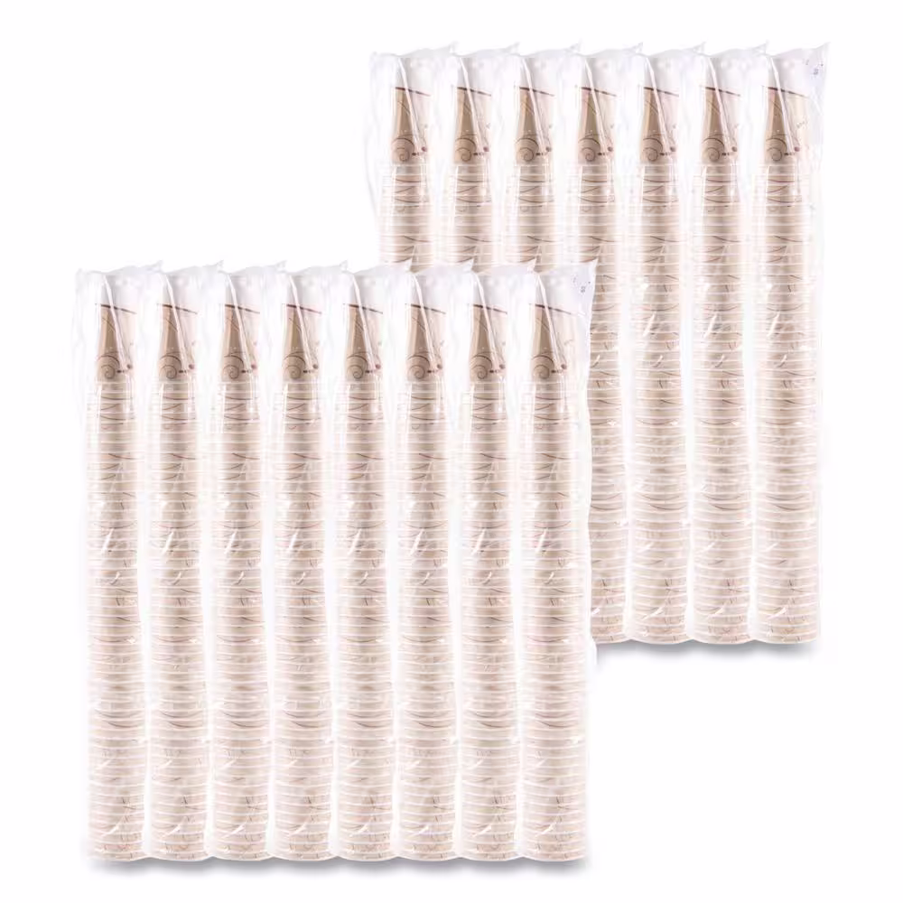 DART Trophy Plus 16 oz. Beige Disposable Foam Cups, Dual Temperature, Insulated, Symphony Design, 50/Pack, 15-Packs/Carton