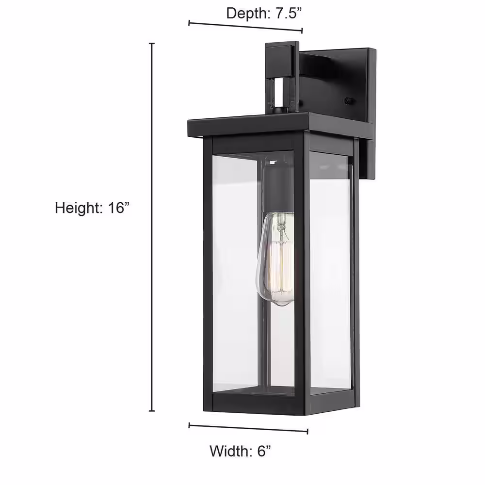 Millennium Lighting 16 in. 1-Light Powder Coat Bronze Outdoor Wall-Light Sconce with Clear Glass