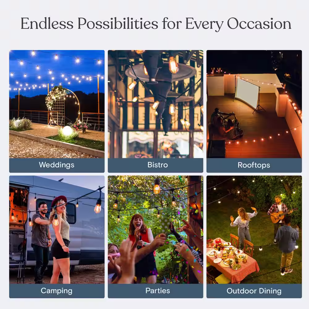 Brightech Ambience Pro 12-Light 27 ft. Outdoor Solar 1W 2700k LED G40 Globe Bulb String-Light