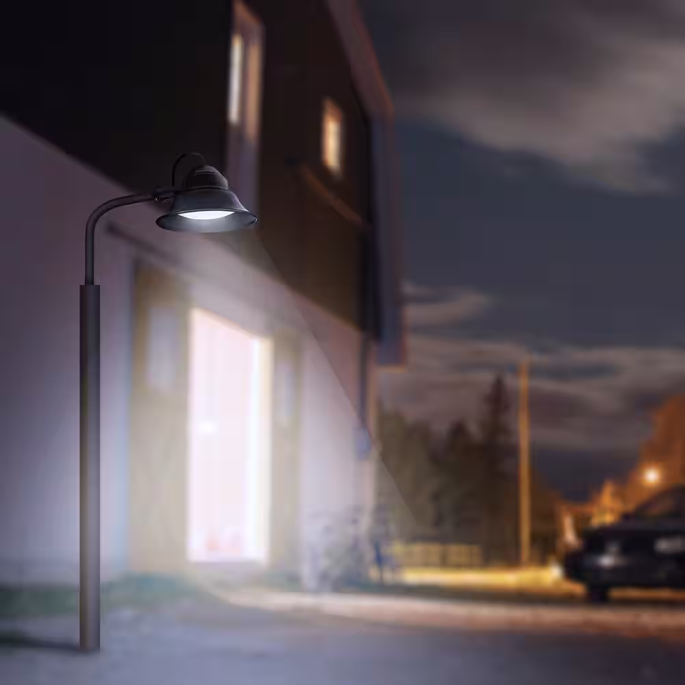 Commercial Electric 350-Watt Equivalent Integrated LED Bronze Dusk to Dawn Photocell Wall or Post Mount Outdoor Barn Area Light, 5000K
