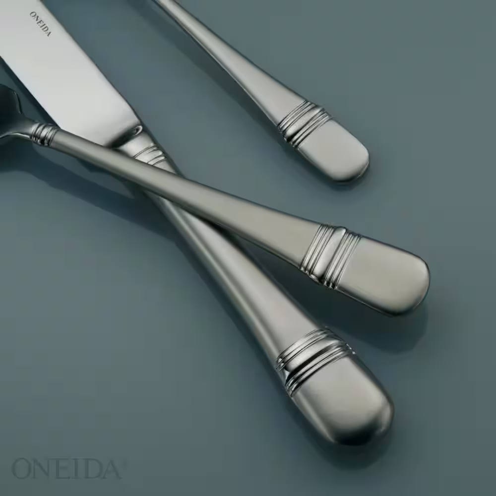 Oneida Satin Astragal Table Forks, European Size 18/10 Stainless Steel (Set of 12)