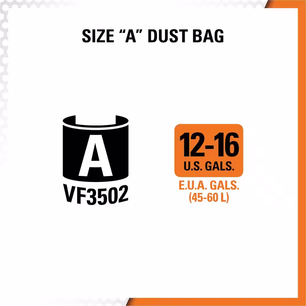 RIDGID High-Efficiency Wet/Dry Vac Dry Pick-up Only Dust Bags for Select 12 to 16 Gallon RIDGID Shop Vacuums, Size A (24-Pack)