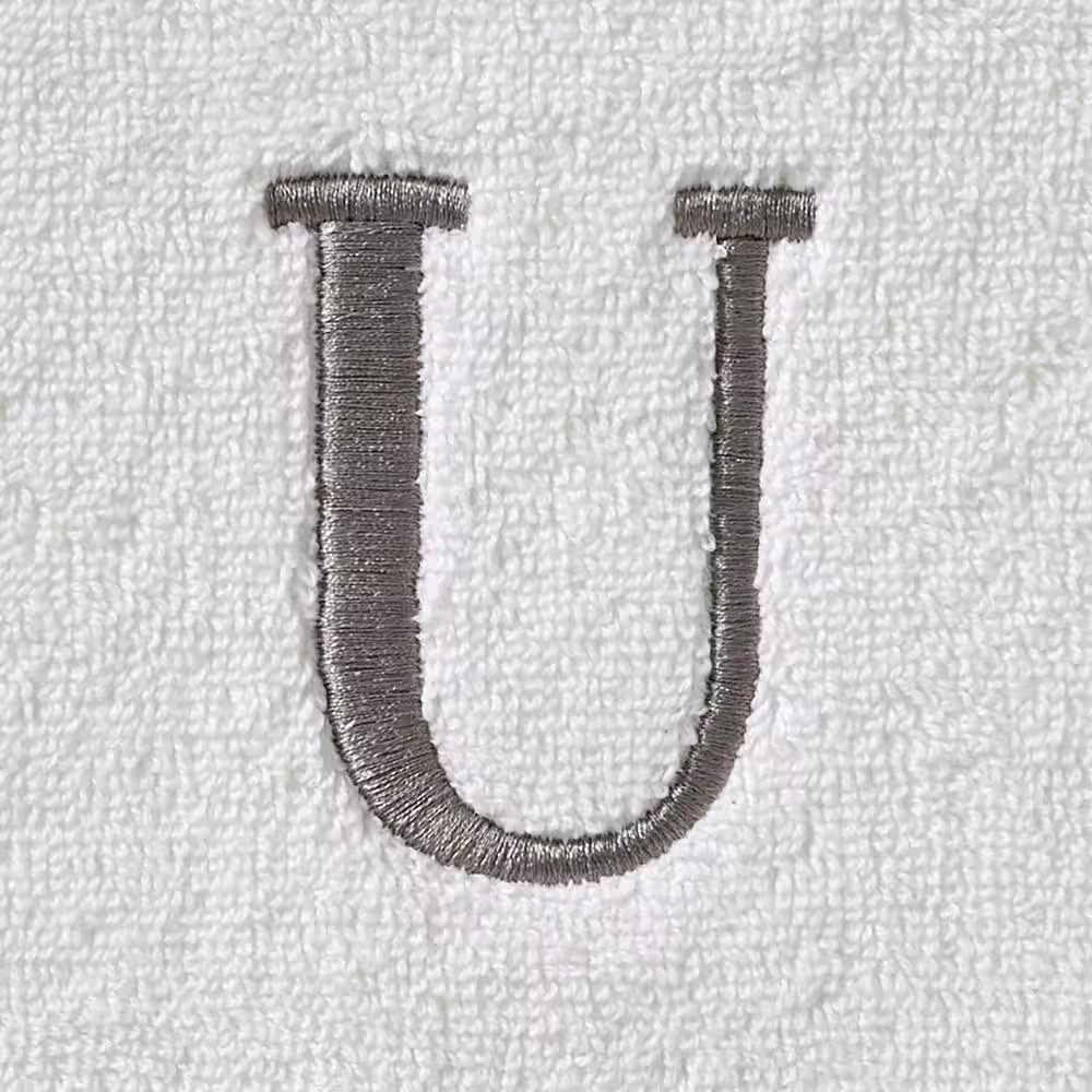 SKL Home Casual Monogram Letter U Hand Towel 2 piece set, white, cotton