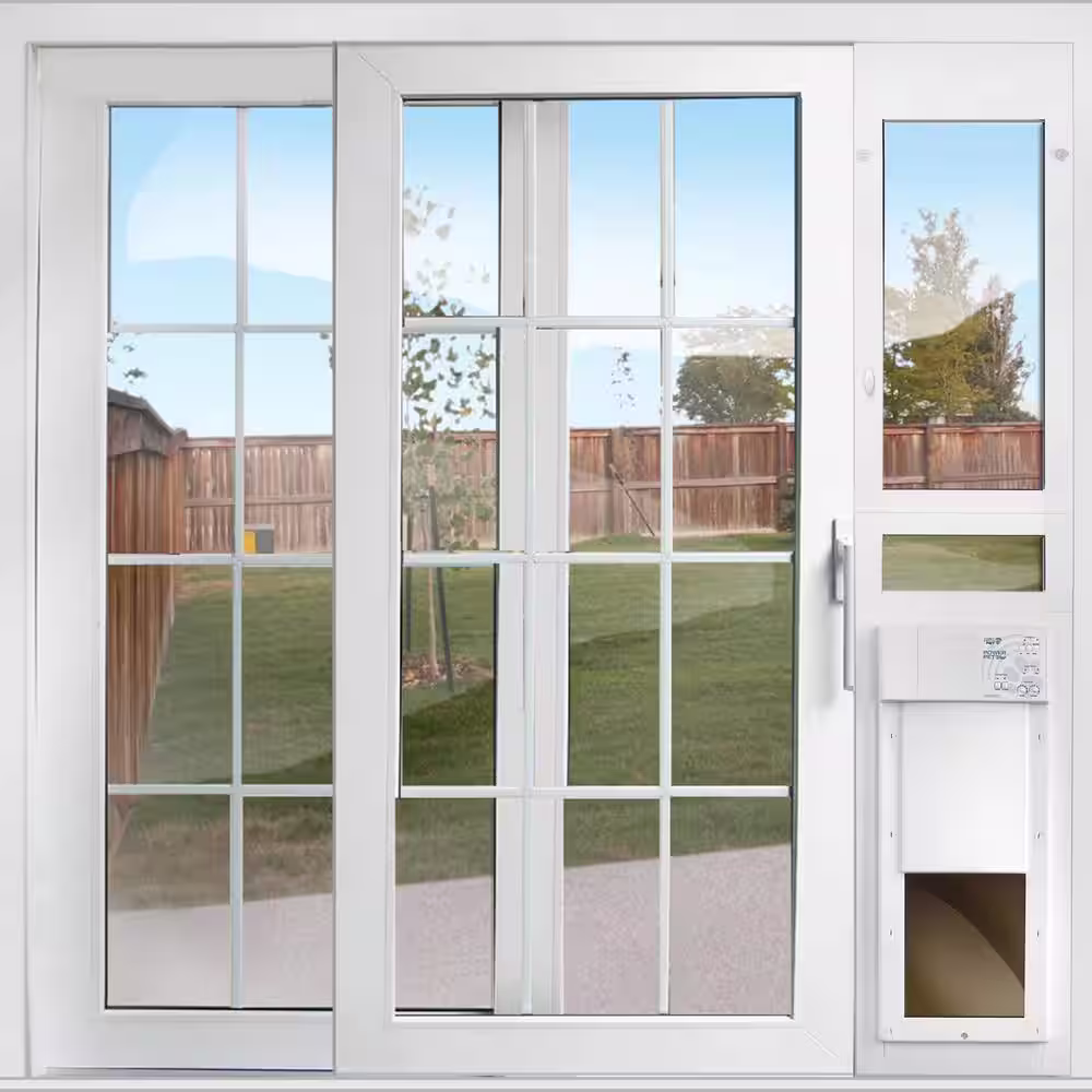 High Tech Pet 8-1/4 in. x 10 in. Power Pet Fully Automatic Patio Pet Door with Dual Pane Low-E Glass, Regular Track Height