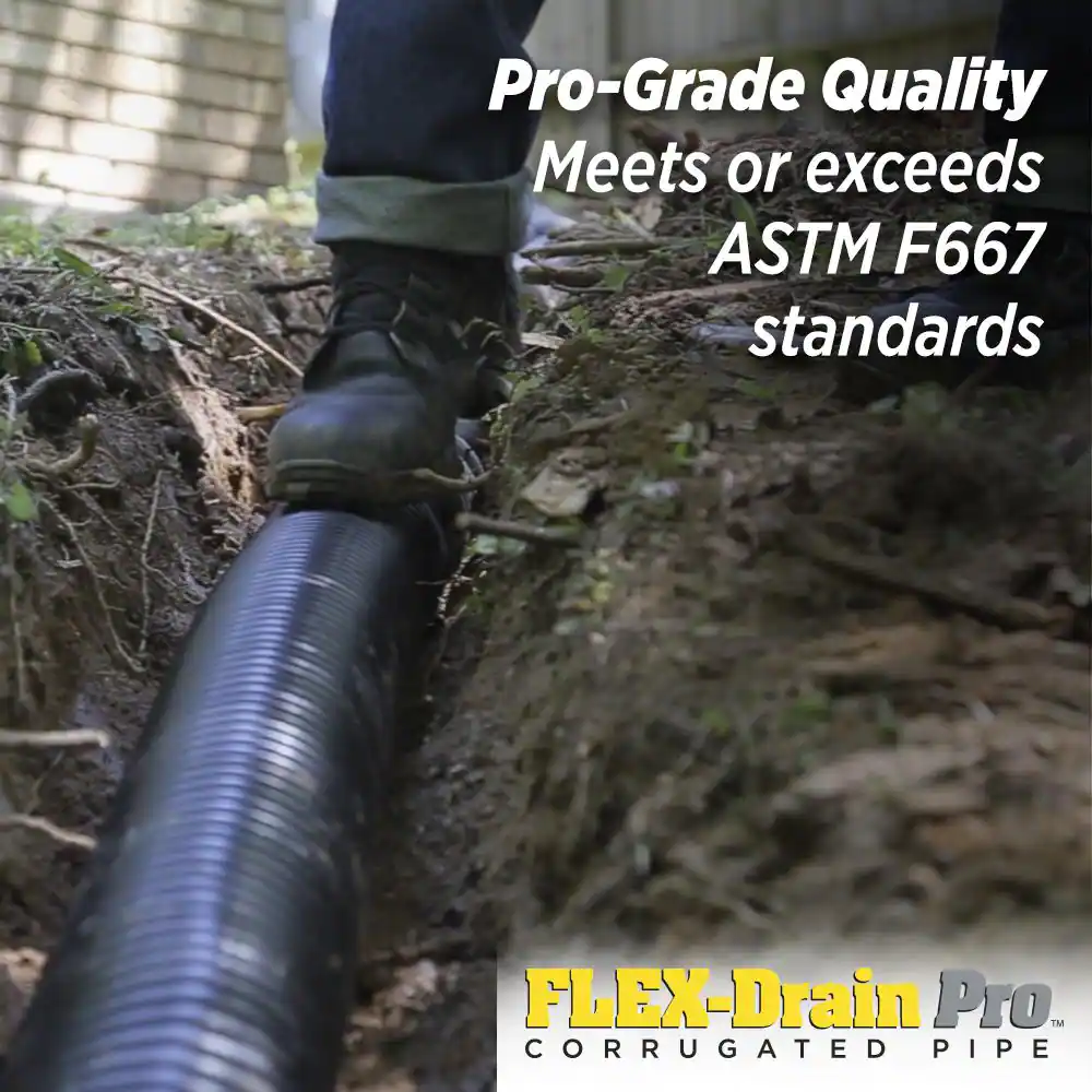Amerimax Home Products FLEX Drain Pro 4 in. x 100 ft. Black Copolymer Perforated Drain Pipe